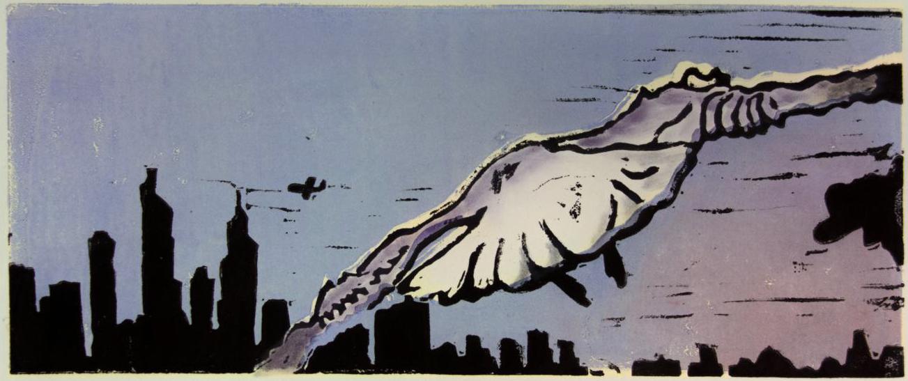  A Dream of flying<br><small>2-tone Linoprint and pastel-colored</small>